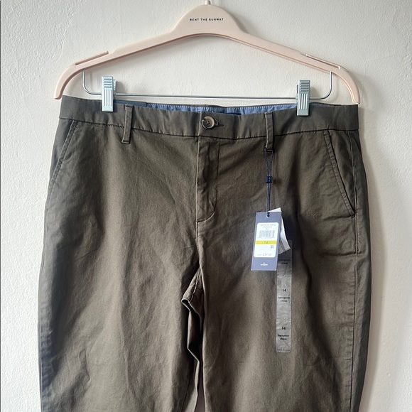 NWT Tommy Hilfiger | Green Trousers Flat Front Cotton Blend | Size 14 - Picture 2 of 6